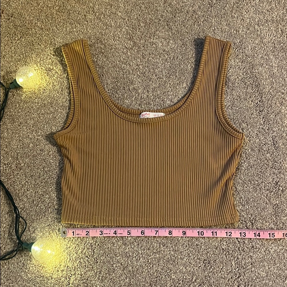 Ribbed Tan Crop Tank Top